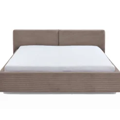 Doppelbett Kubrik 180x200cm mit Stauraum Rippe Samt - taupe