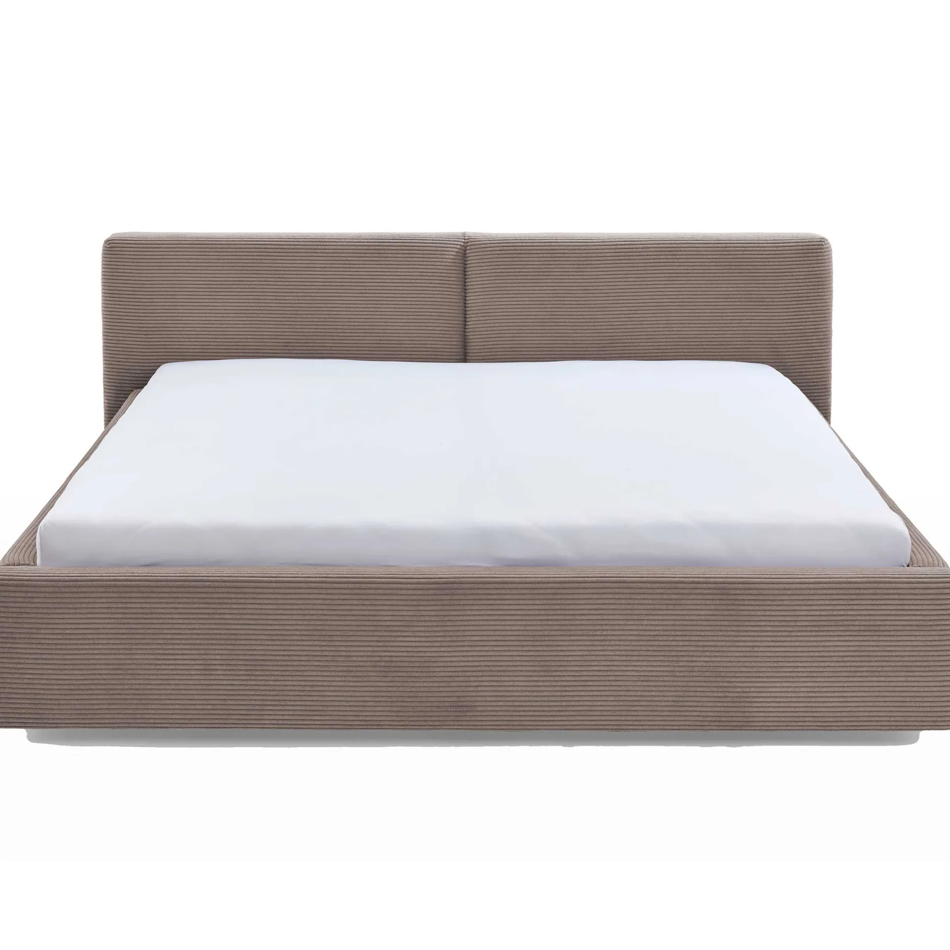 Doppelbett Kubrik 180x200cm mit Stauraum Rippe Samt - taupe