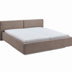 Doppelbett Kubrik 180x200cm mit Stauraum Rippe Samt - taupe