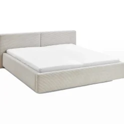 Doppelbett Kubrik 180x200cm mit Stauraum Rippe Samt - beige