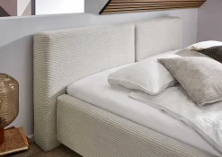 Doppelbett Kubrik 180x200cm mit Stauraum und Matratze - beige gerippter Samt