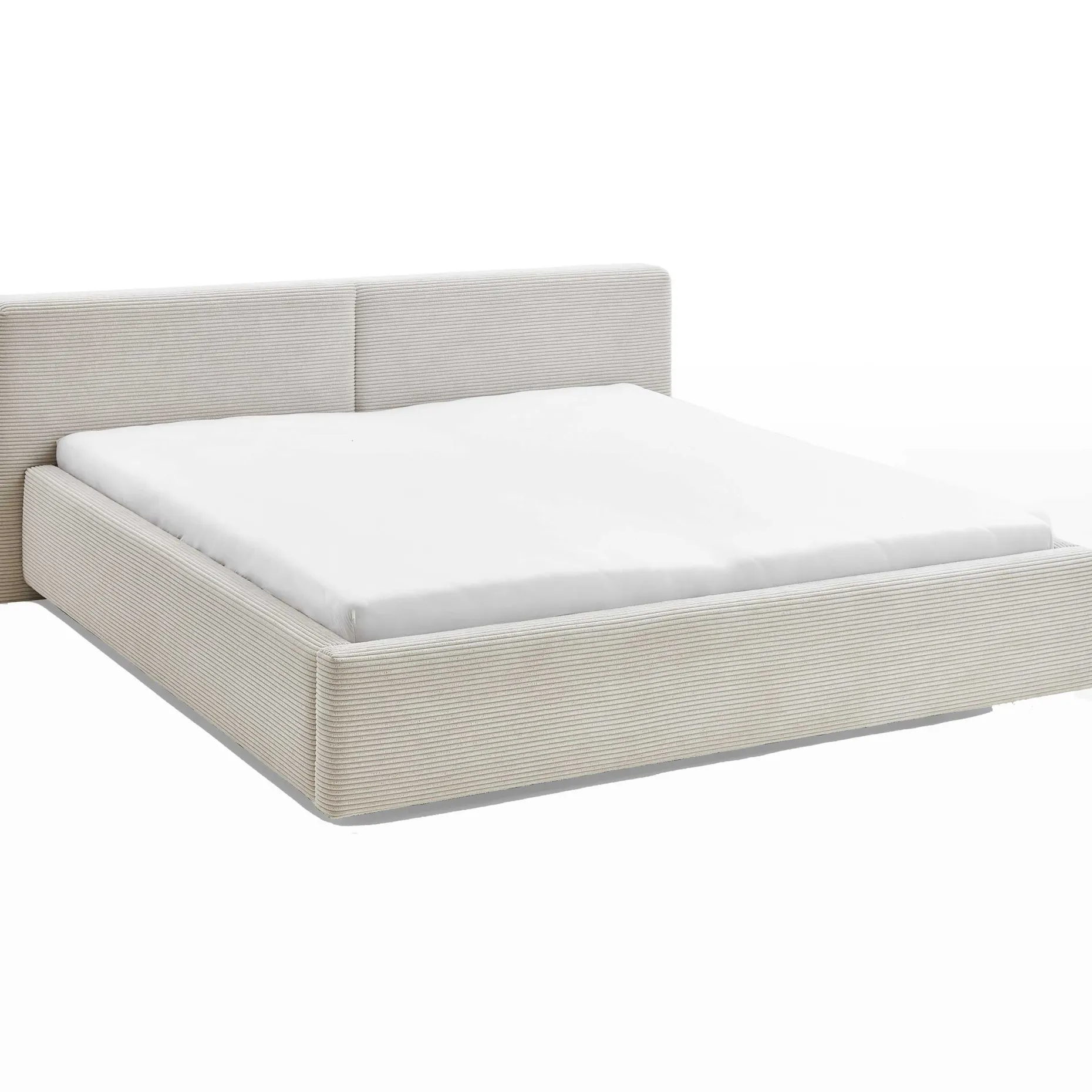 Doppelbett Kubrik 180x200cm Rippensamt - beige