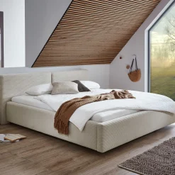 Doppelbett Kubrik 180x200cm Rippensamt - beige