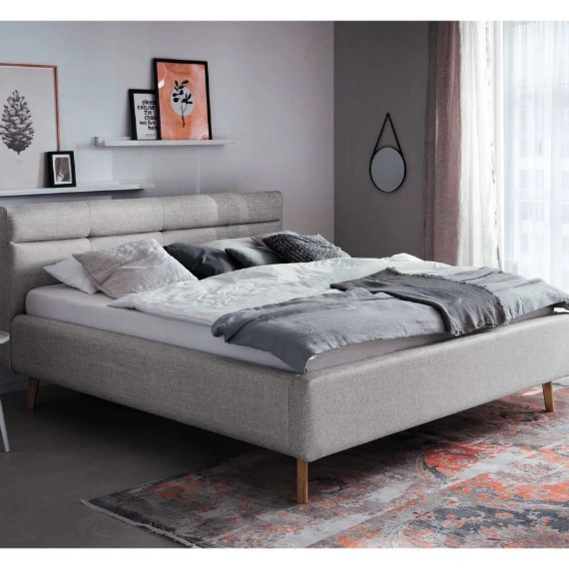 Doppelbett Laika 180x200cm mit Stauraum - grau