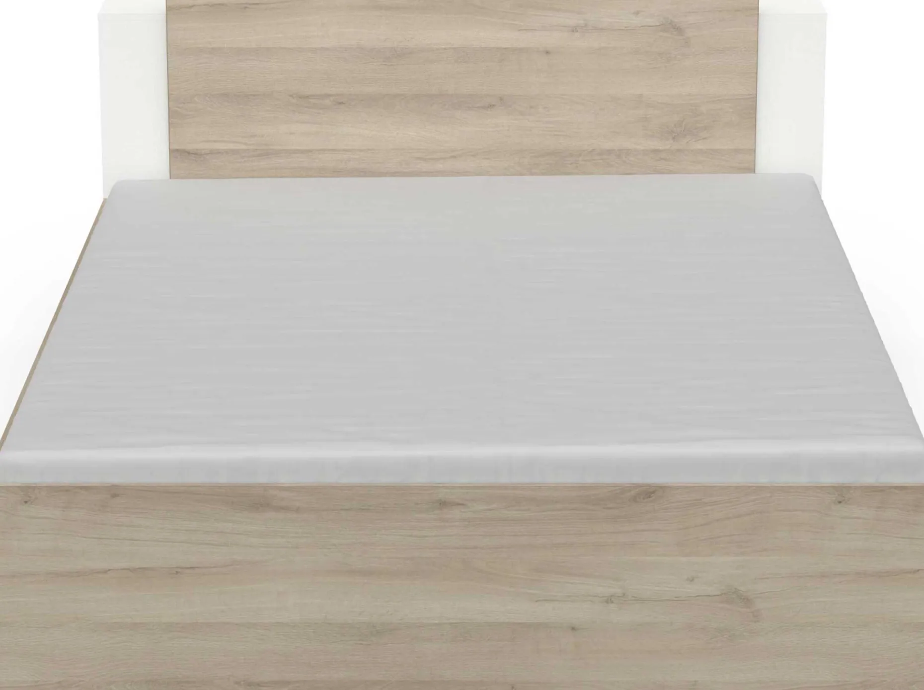 Doppelbett Liva - 160x200cm - mit Stauraum - weiß/Eiche Dekor
