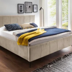 Doppelbett Lizzie 160x200cm mit Stauraum - beige