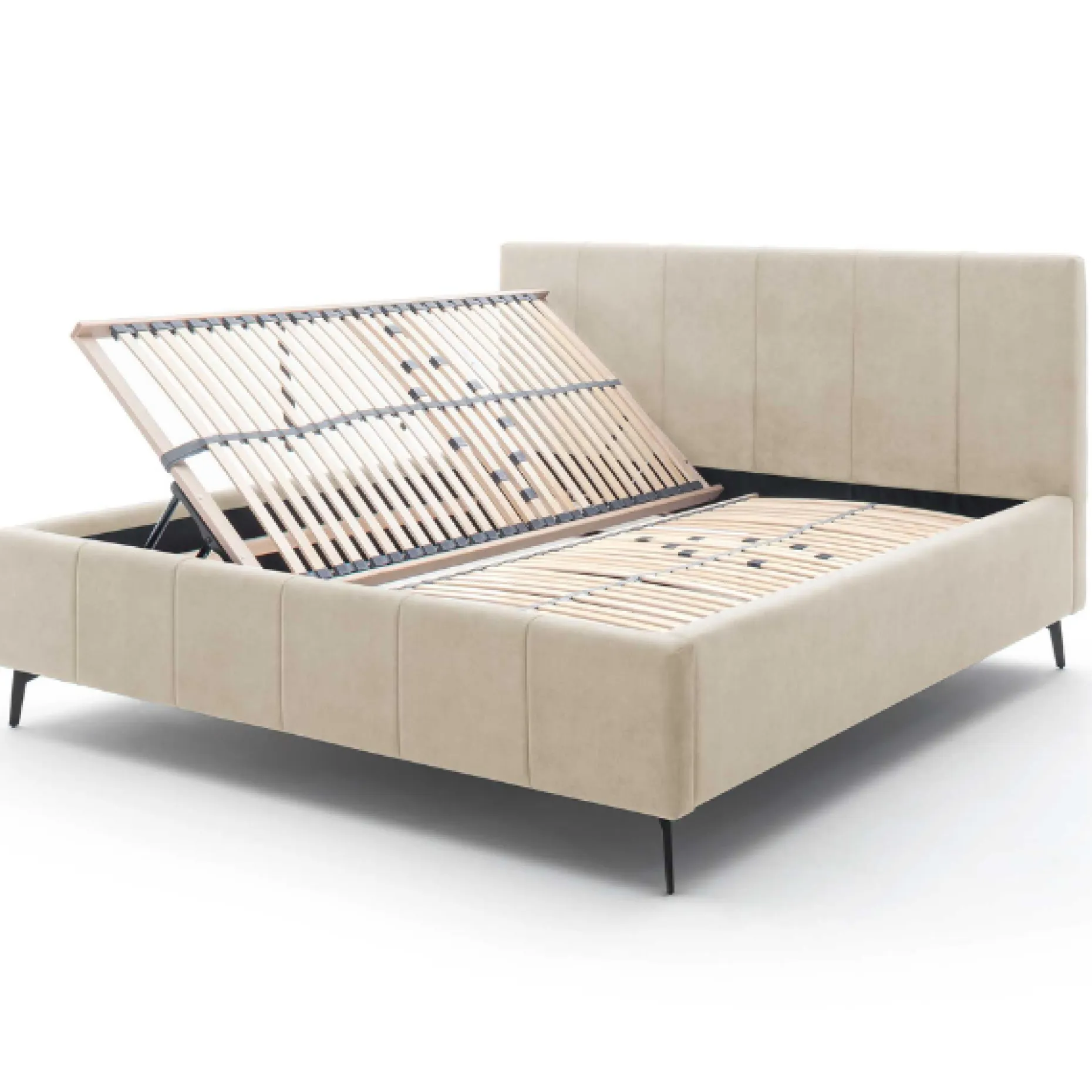 Doppelbett Lizzie 180x200cm mit Stauraum - beige