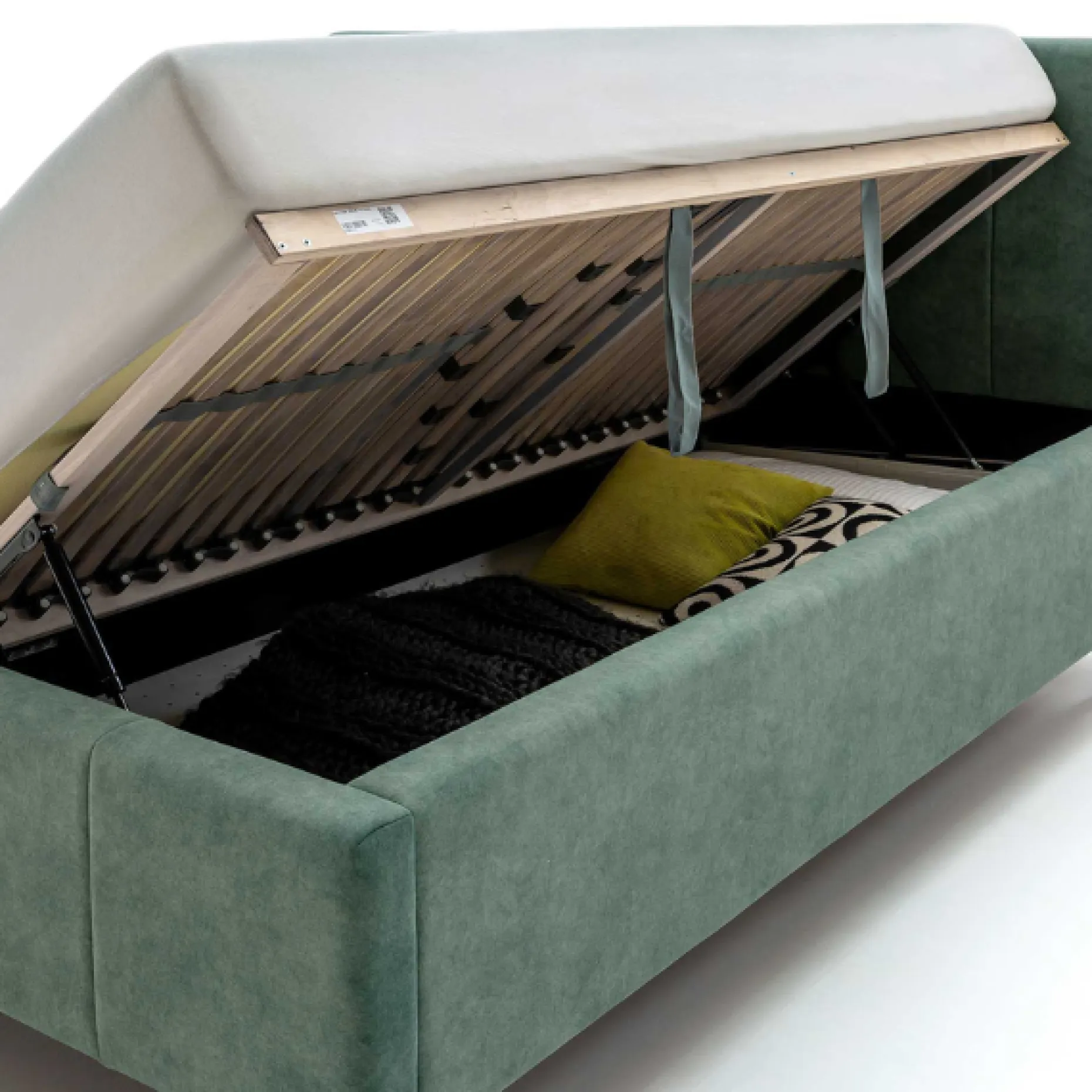Doppelbett Lizzie 160x200cm mit Stauraum - grün