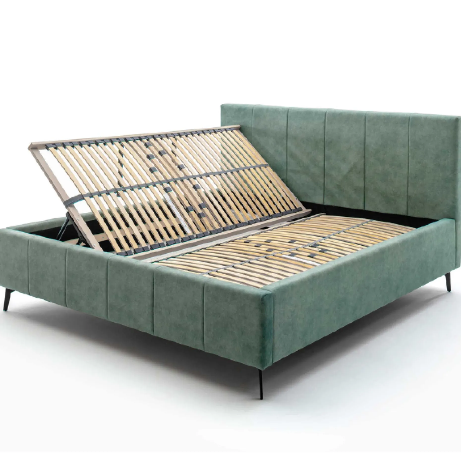 Doppelbett Lizzie 160x200cm mit Stauraum - grün