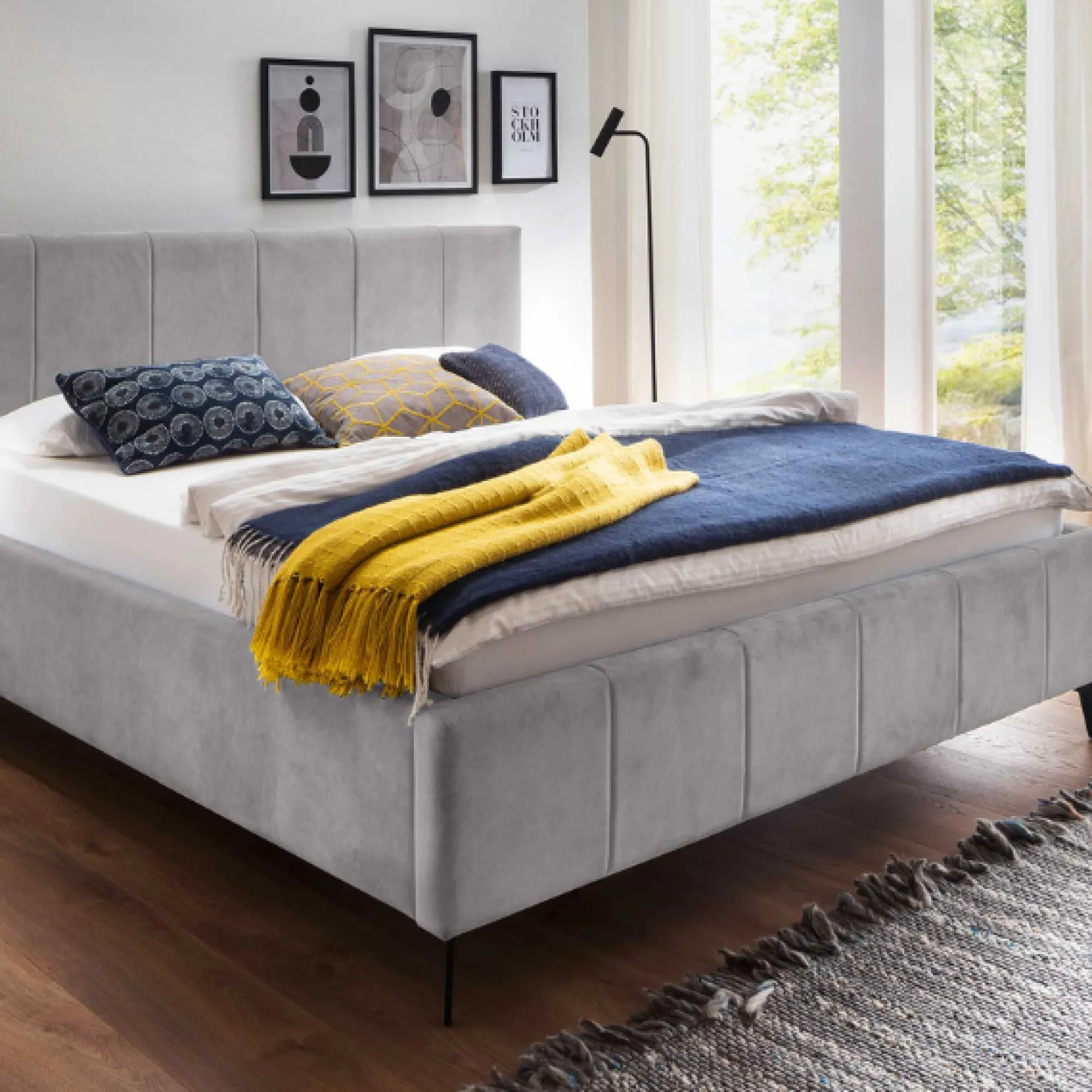 Doppelbett Lizzie 160x200cm mit Stauraum - grau