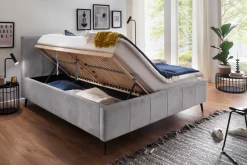 Doppelbett Lizzie 160x200cm mit Stauraum - grau