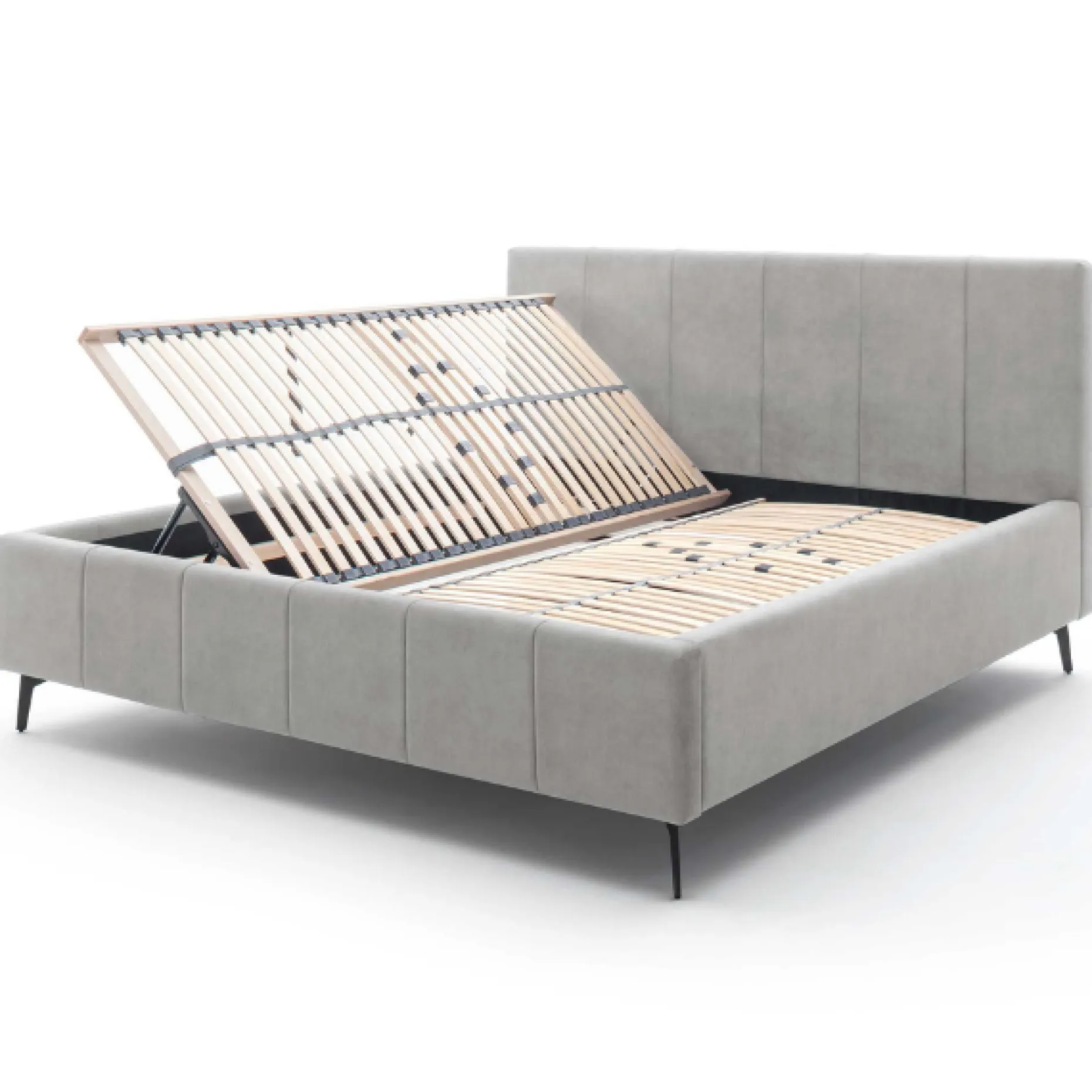 Doppelbett Lizzie 180x200cm mit Stauraum - grau