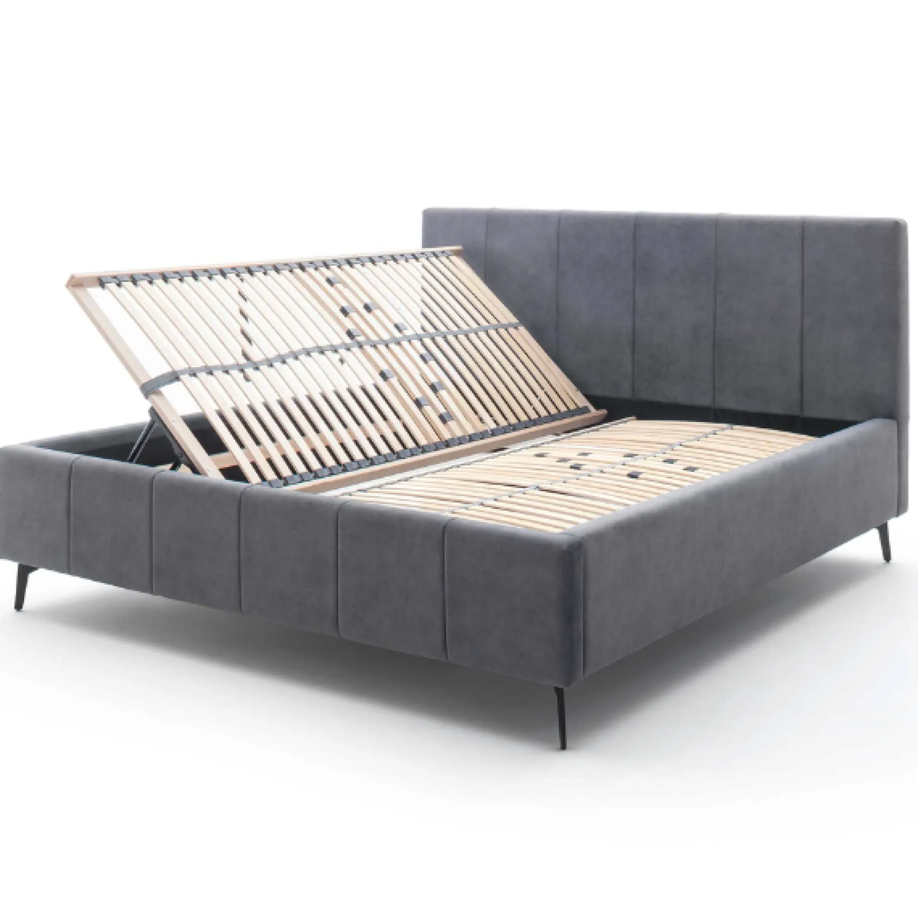 Doppelbett Lizzie 160x200cm mit Stauraum - anthrazit
