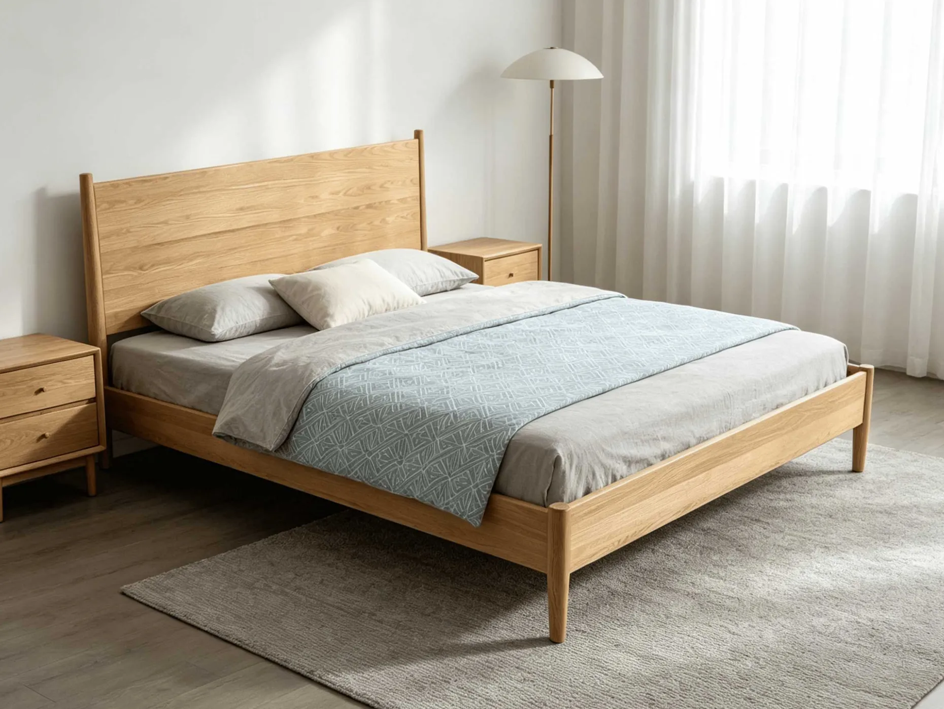 Doppelbett Loft - 140x200cm - mit Lattenrost - massiver Eiche