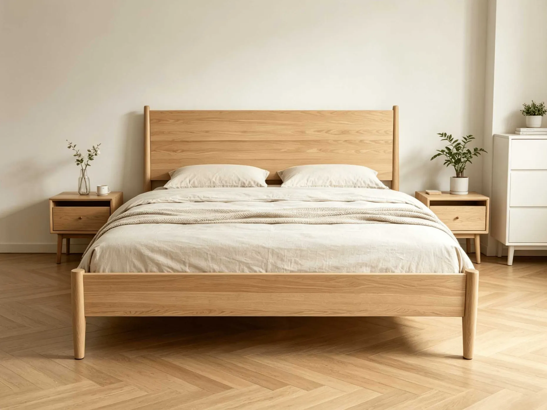Doppelbett Loft - 140x200cm - mit Lattenrost - massiver Eiche