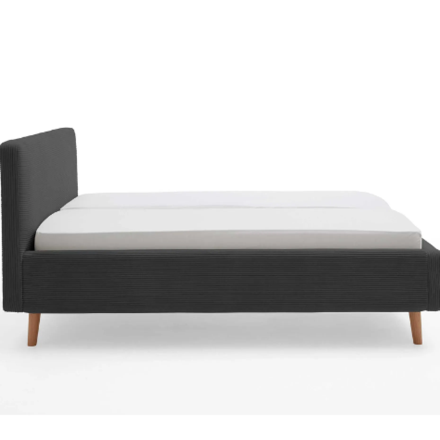 Doppelbett Madras 160x200cm Rippensamt - anthrazit