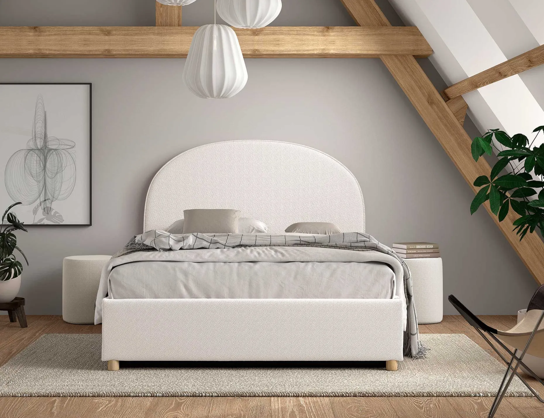 Doppelbett Maeva mit Nachttischen - 140x200cm - mit Stauraum - weiß