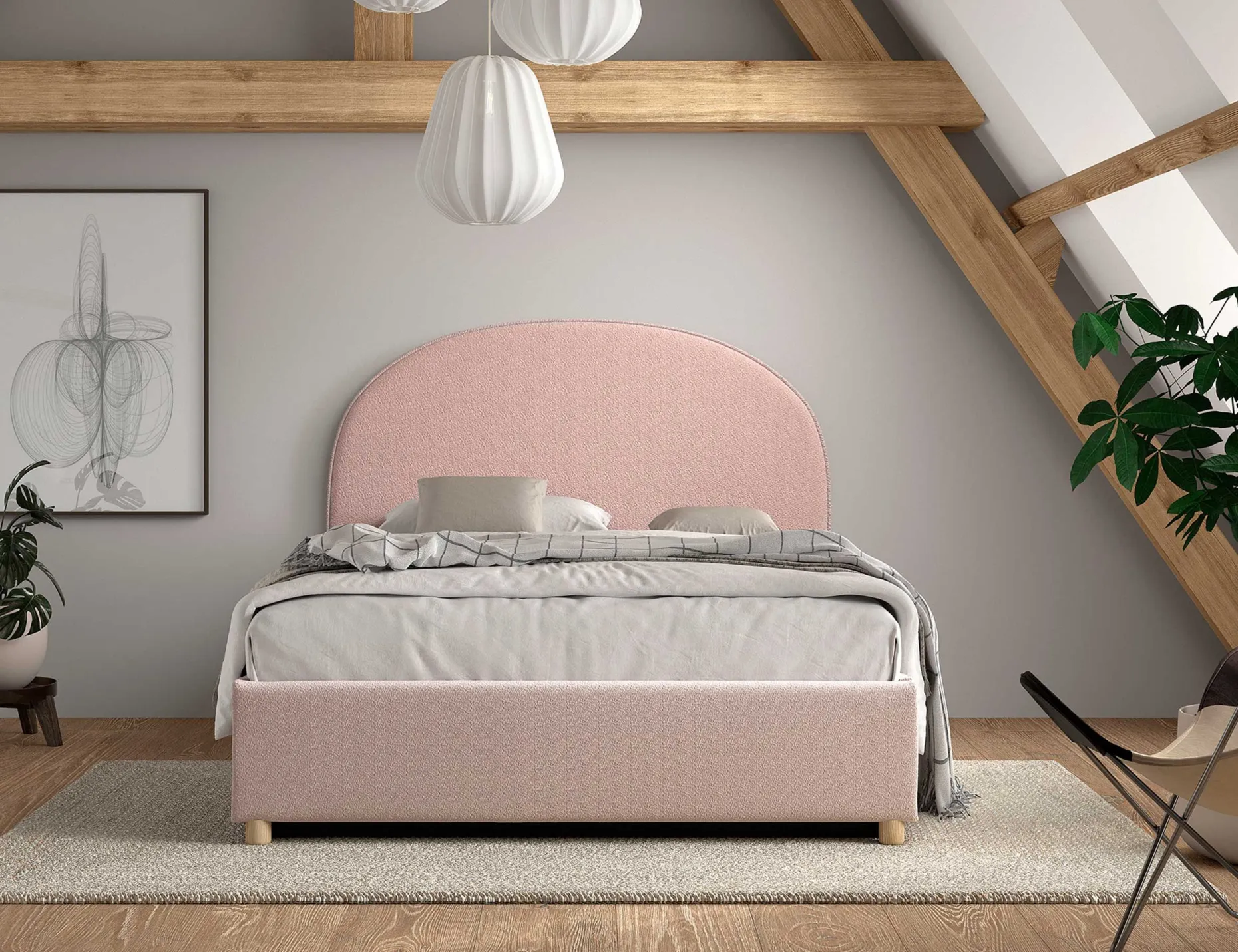 Doppelbett Maeva - 140x200cm - mit Lagerung - rosa