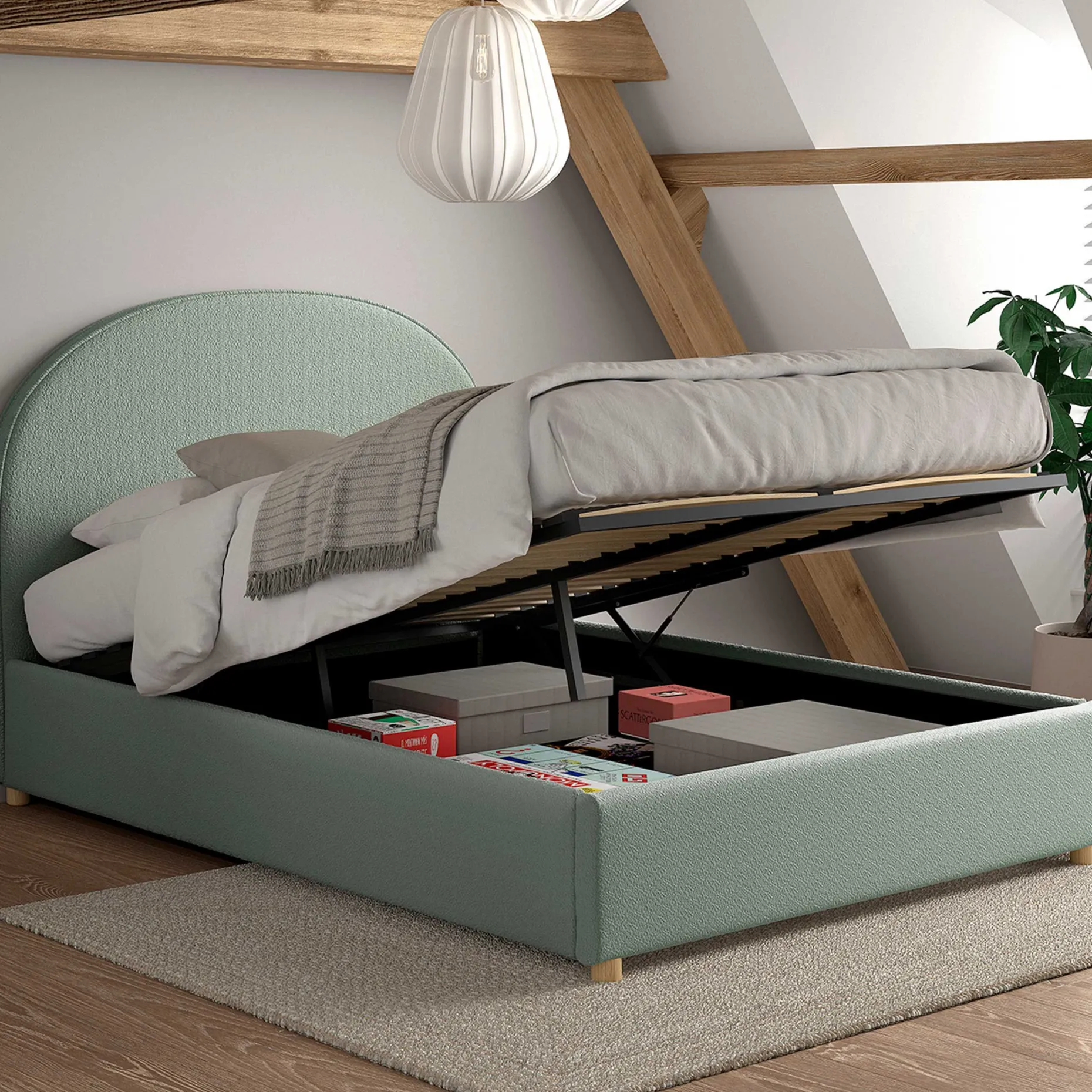 Doppelbett Maeva - 140x200cm - mit Stauraum - grün