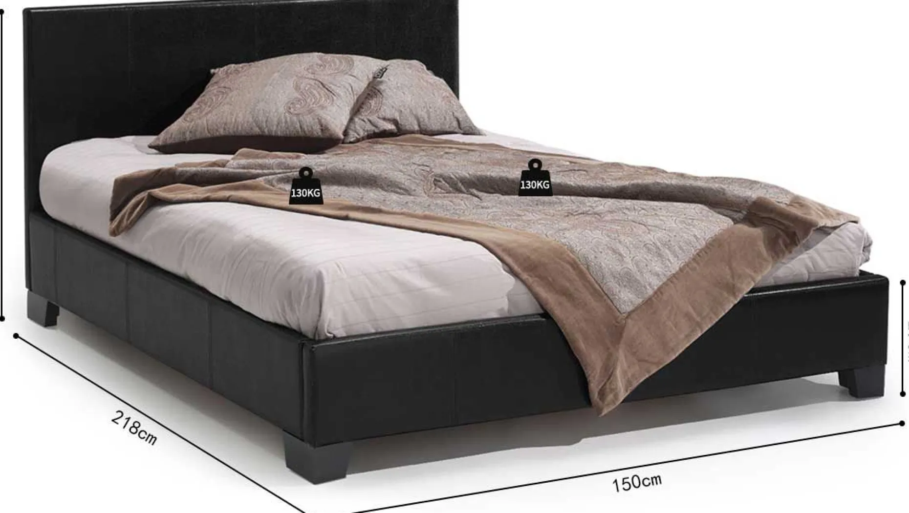 Doppelbett Miro 140x200 - schwarz