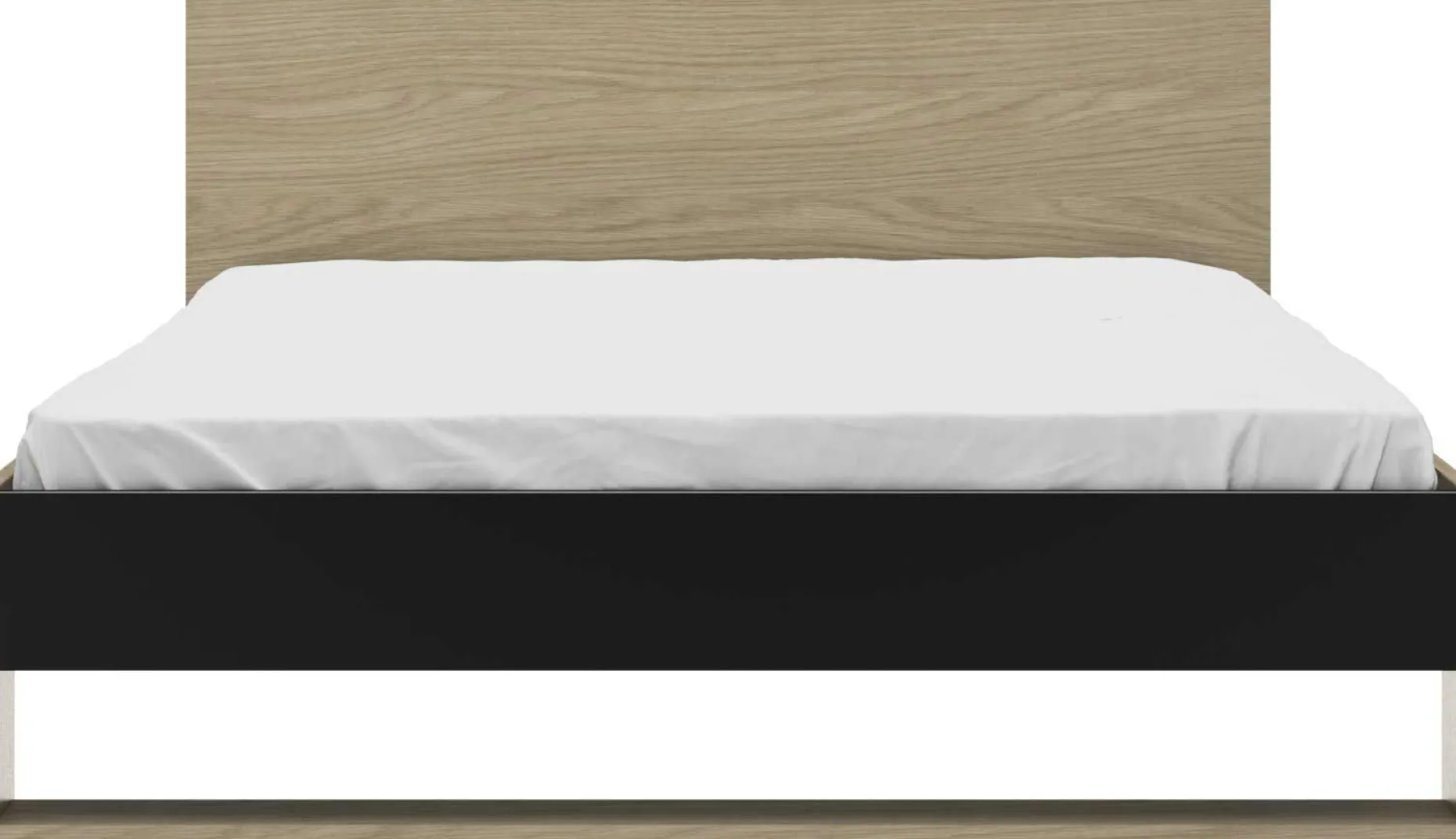 Doppelbett Nael - 140x190cm - Eiche Dekor/schwarz