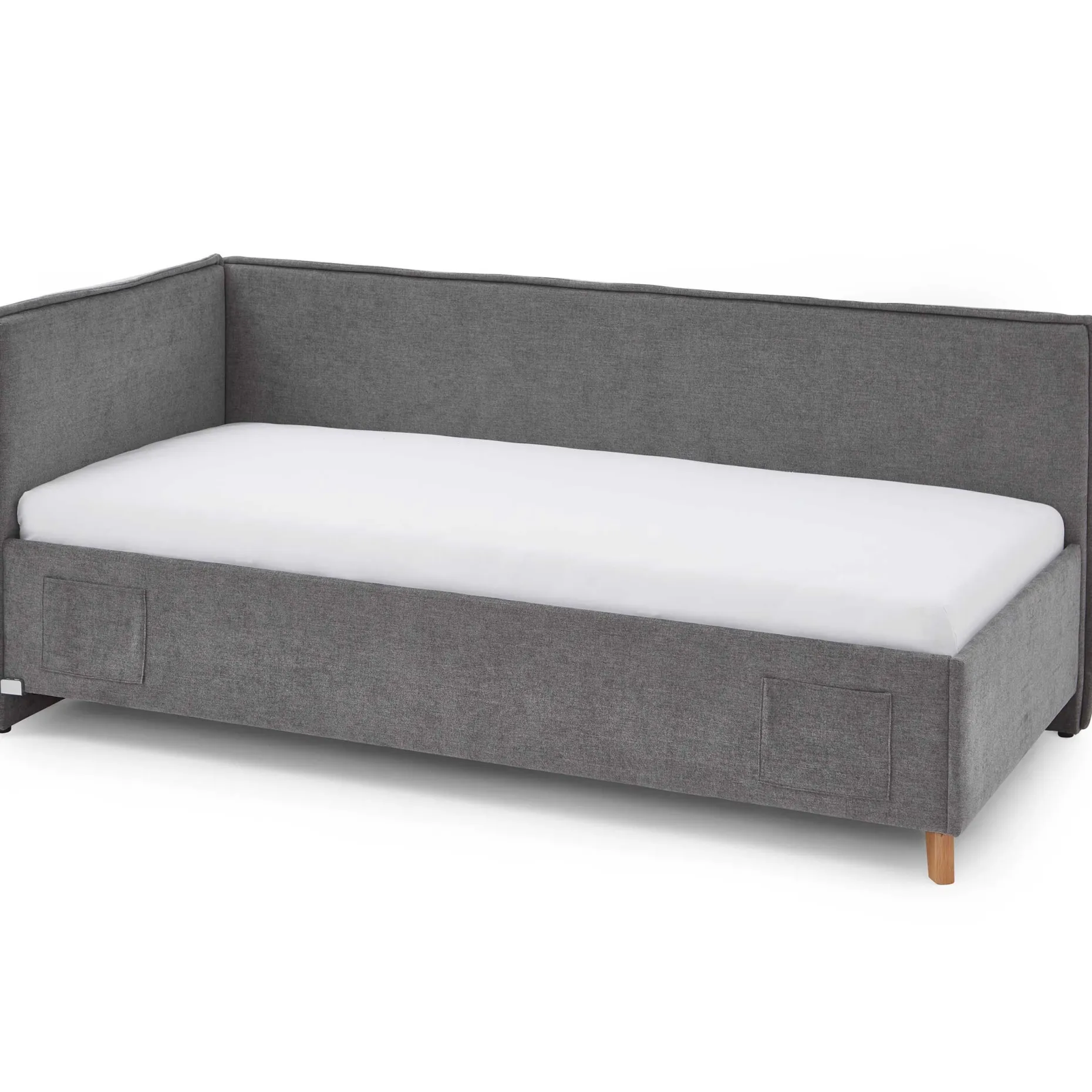 Doppelbett Ollie | Mit Rückenlehne | 140 x 200 cm | Design Grau