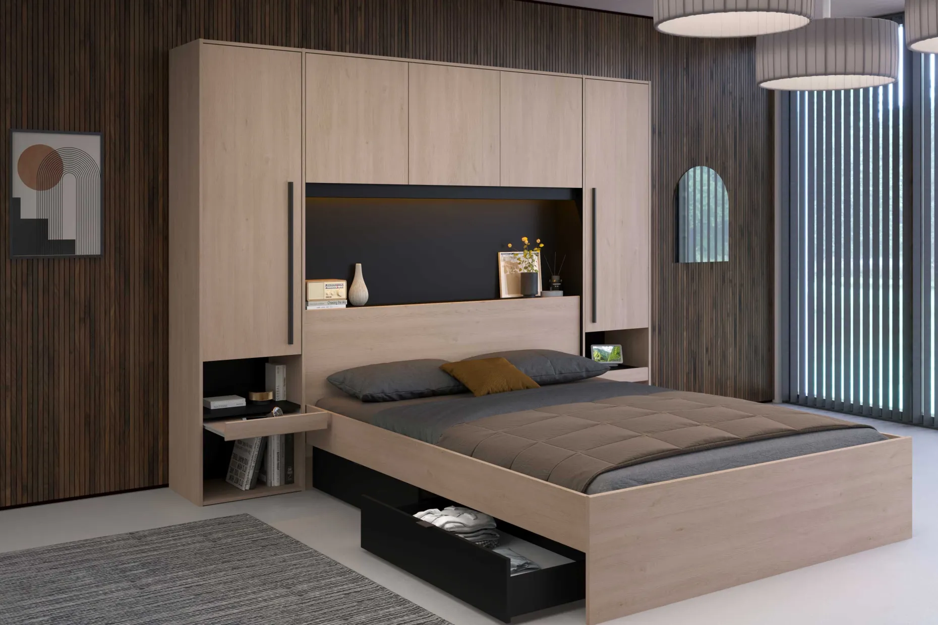 Doppelbett Ponte 160x200cm - Eiche Dekor