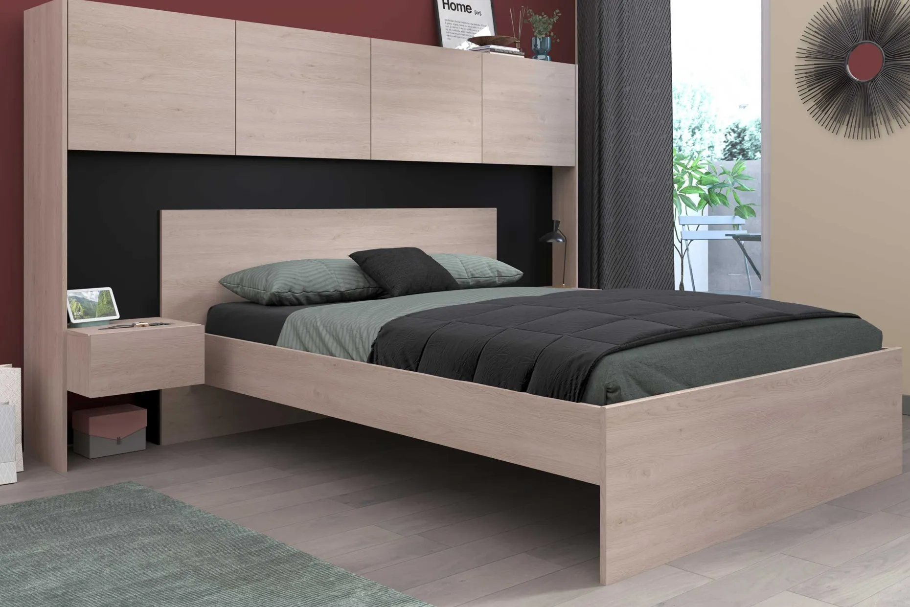 Doppelbett Ponte 140x190cm - Eiche Dekor