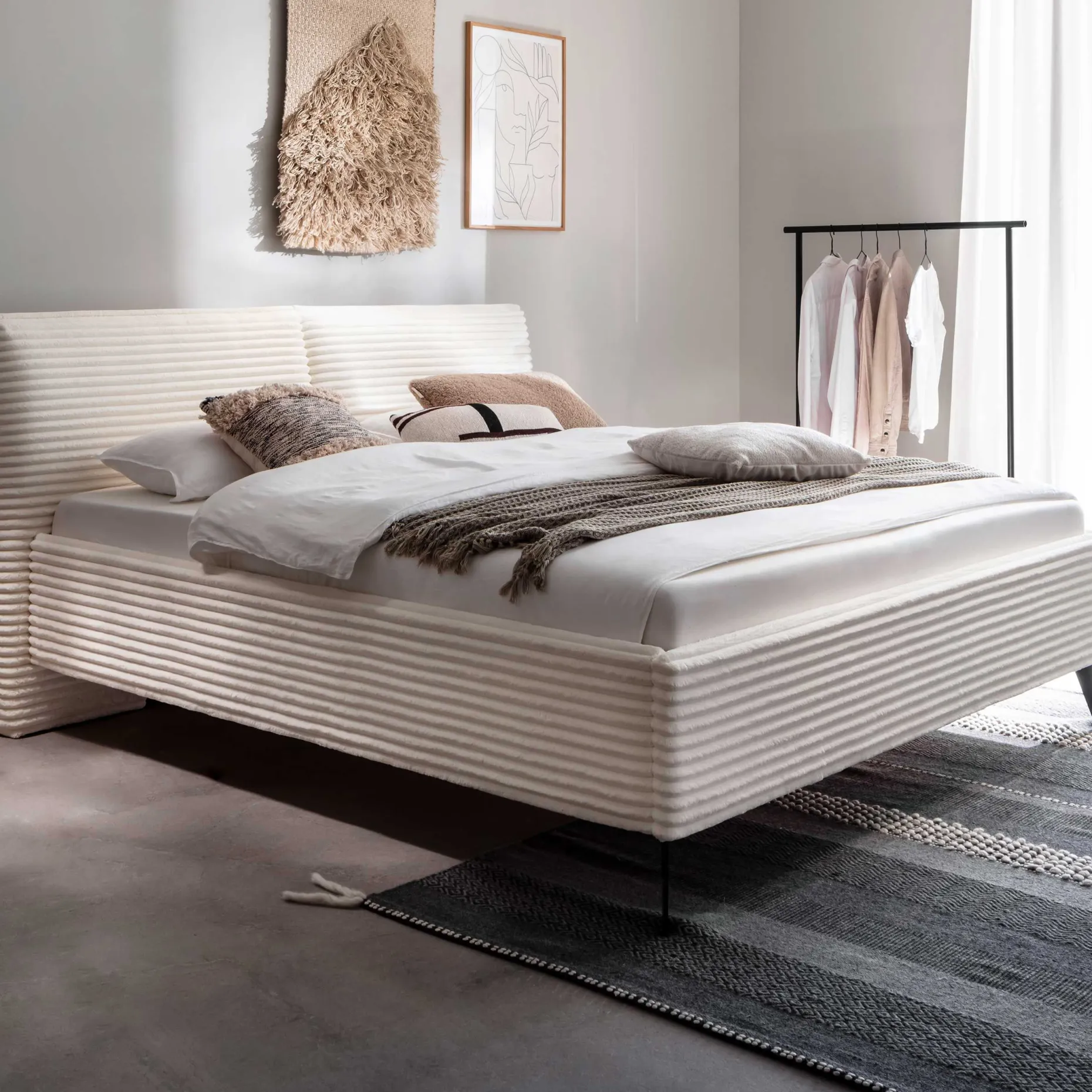 Doppelbett Rasmus | 160 x 200 cm | Hellbeige Design