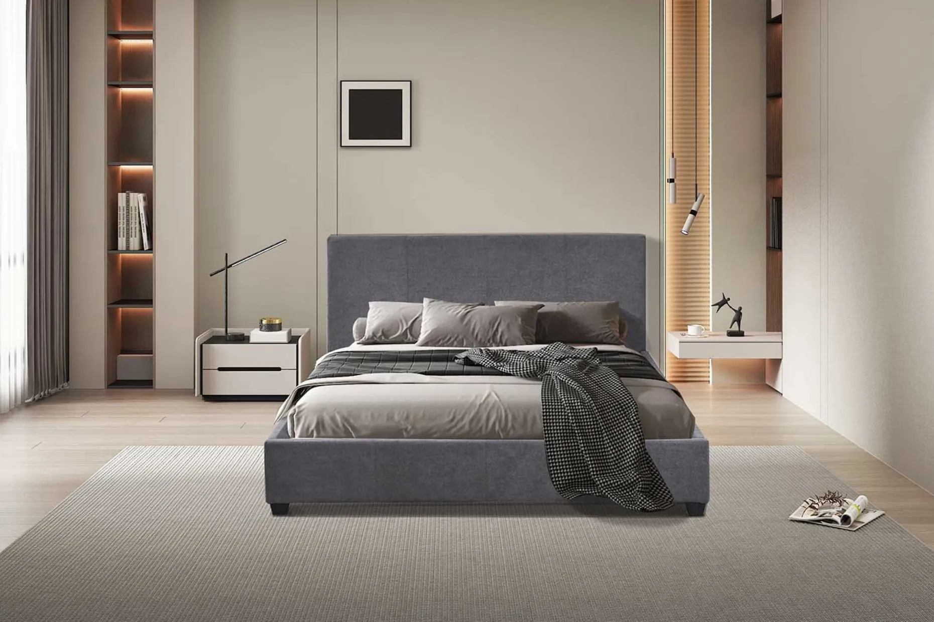 Doppelbett Romano - 140x200cm - mit Lattenrost - grau