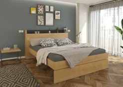 Doppelbett Sanna 180x200 - Dekor Eiche hell/ schwarz