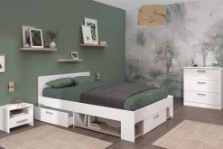 Doppelbett Sueno 140x200cm mit Stauraum - weiß/Eiche Dekor