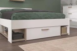Doppelbett Sueno 140x200cm mit Stauraum - weiß/Eiche Dekor