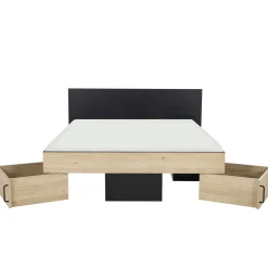 Doppelbett Swivel | 160 x 200 cm | Mit Stauraum | Helvezia Oak Design