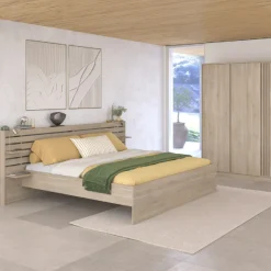 Doppelbett Tokio 180x200cm - Eiche Dekor / weiß