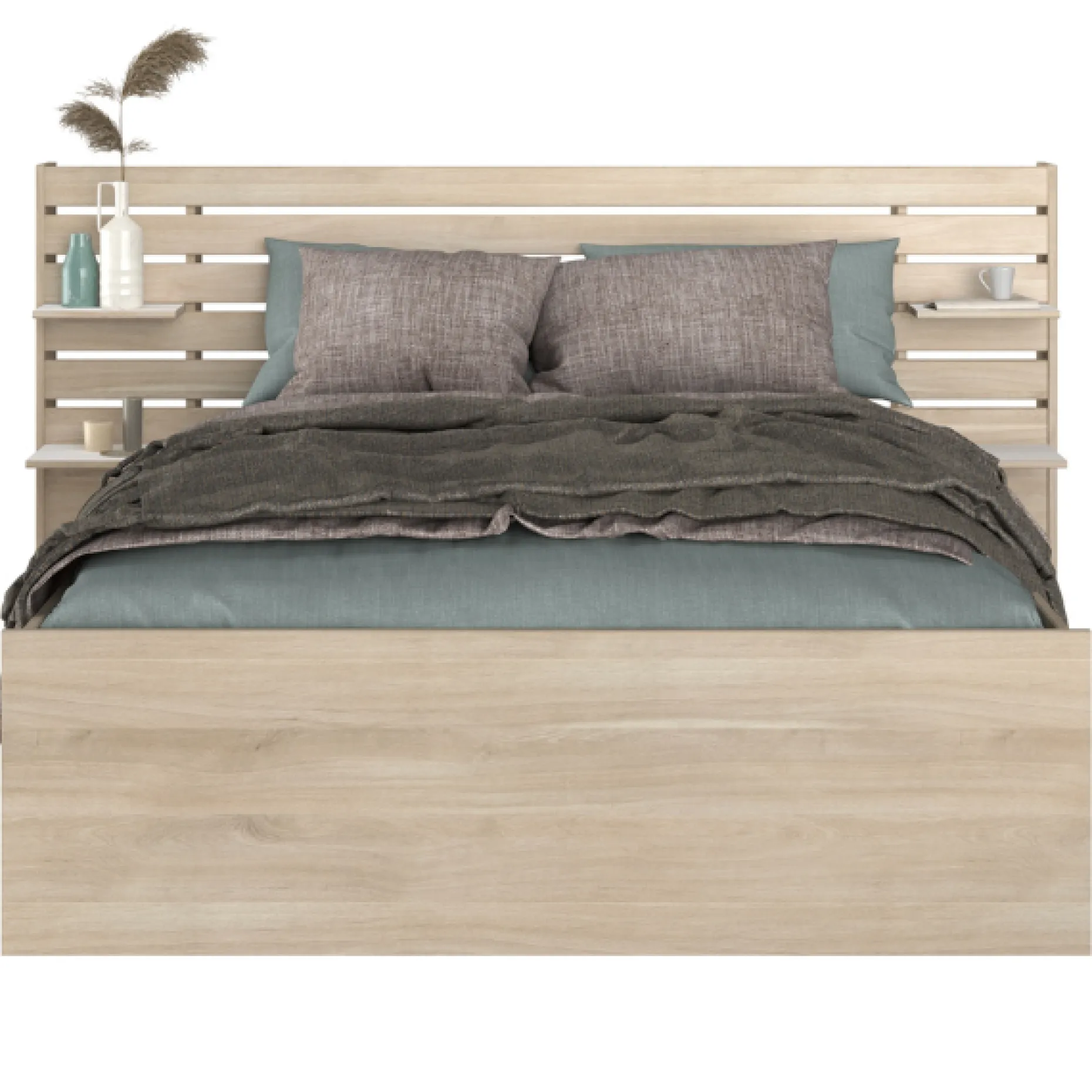 Doppelbett Tokio 140x200cm-Eiche Dekor/Weiß