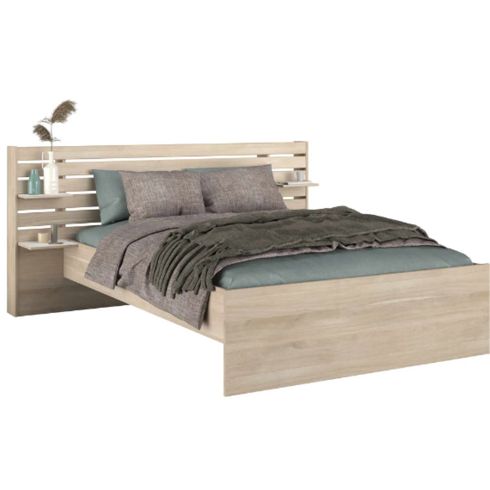 Doppelbett Tokio 160x200cm-Eiche Dekor/Weiß