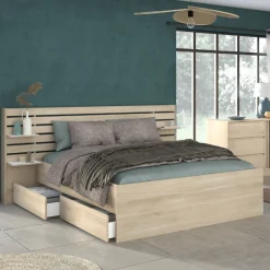 Doppelbett Tokio 160x200cm-Eiche Dekor/Weiß