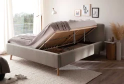Doppelbett Tony 160x200cm mit Stauraum - taupe