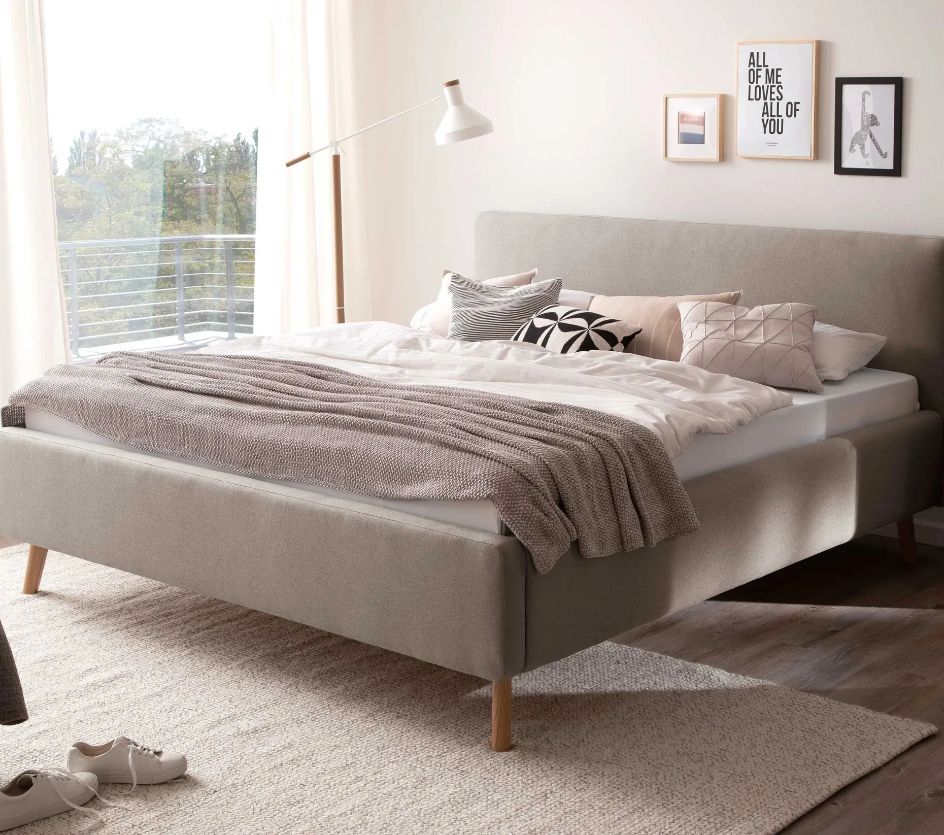 Doppelbett Tony 160x200cm mit Stauraum - taupe