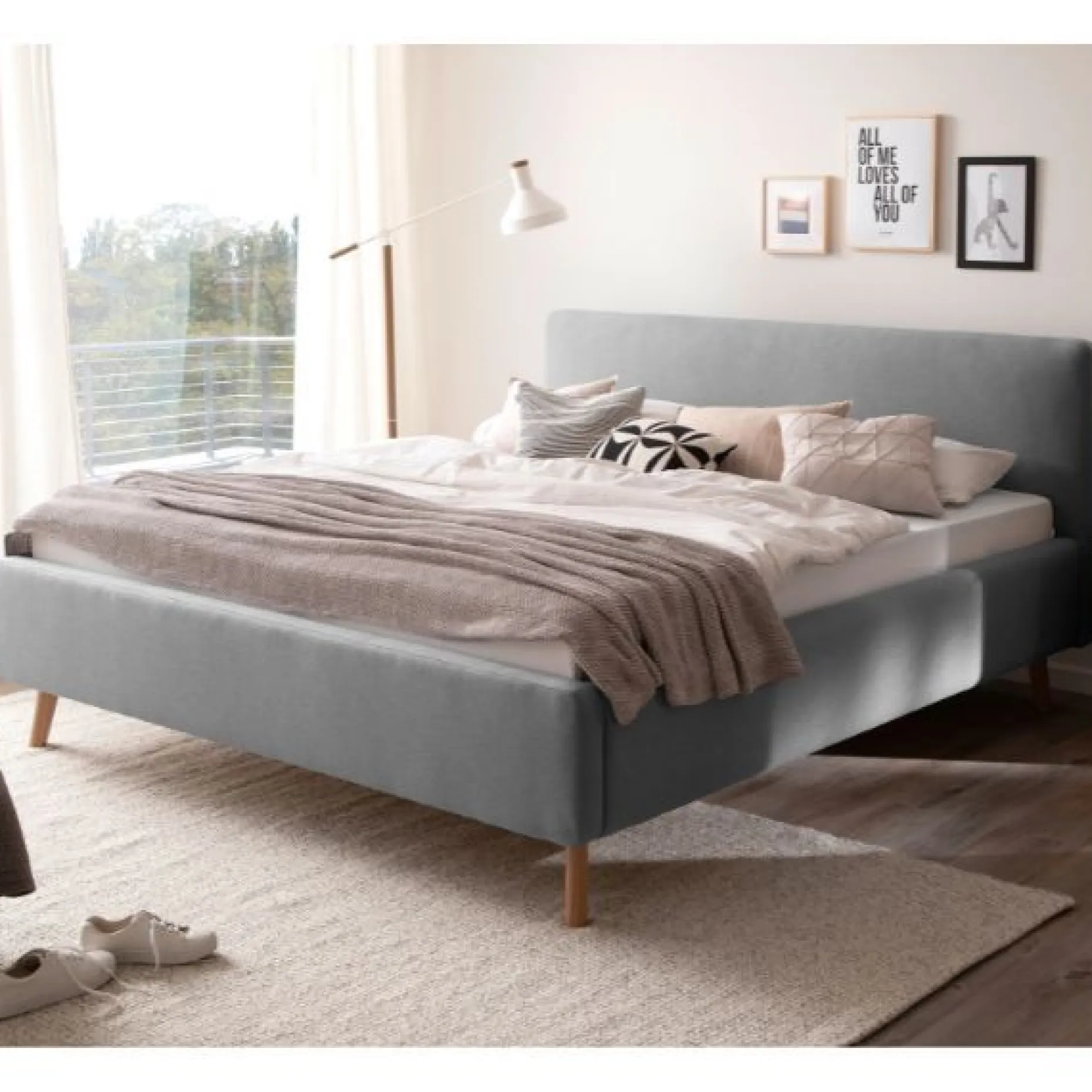 Doppelbett Tony 160x200cm mit Stauraum - grau