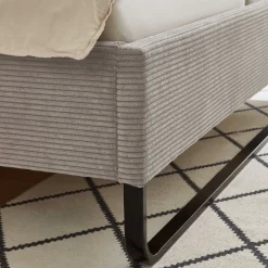Doppelbett Velma 180x200cm Rippensamt - taupe