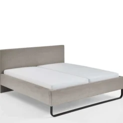 Doppelbett Velma 180x200cm Rippensamt - taupe