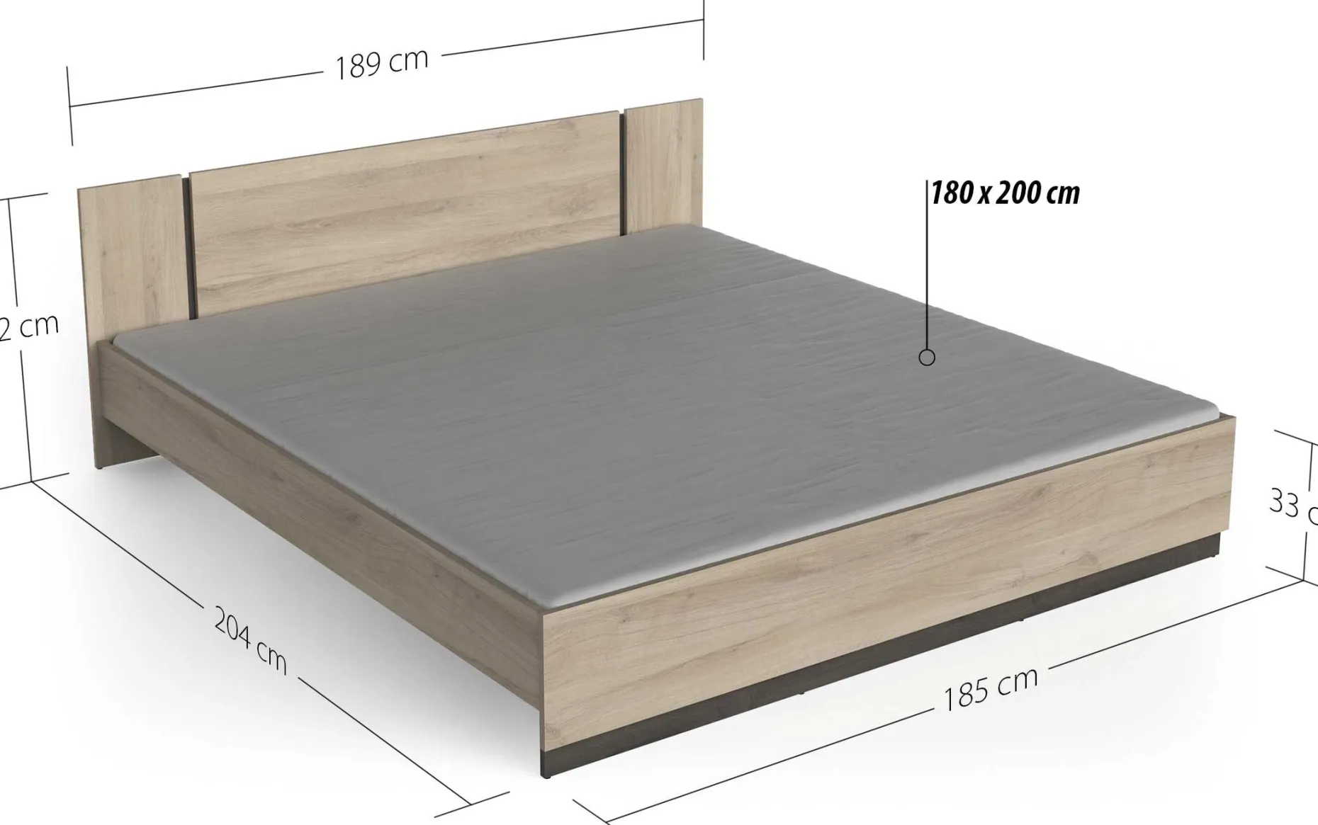 Doppelbett Watson | 188,3 x 204,3 x 71,7 cm | Braun