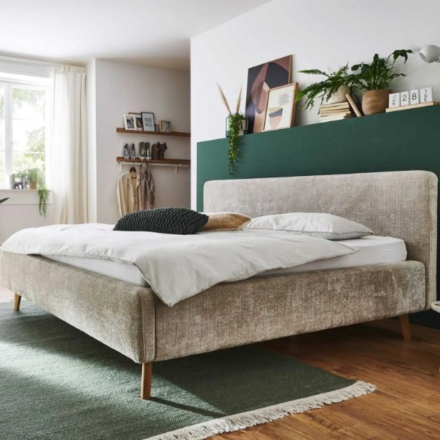 Doppelbett Younes 160x200cm mit Stauraum - beige