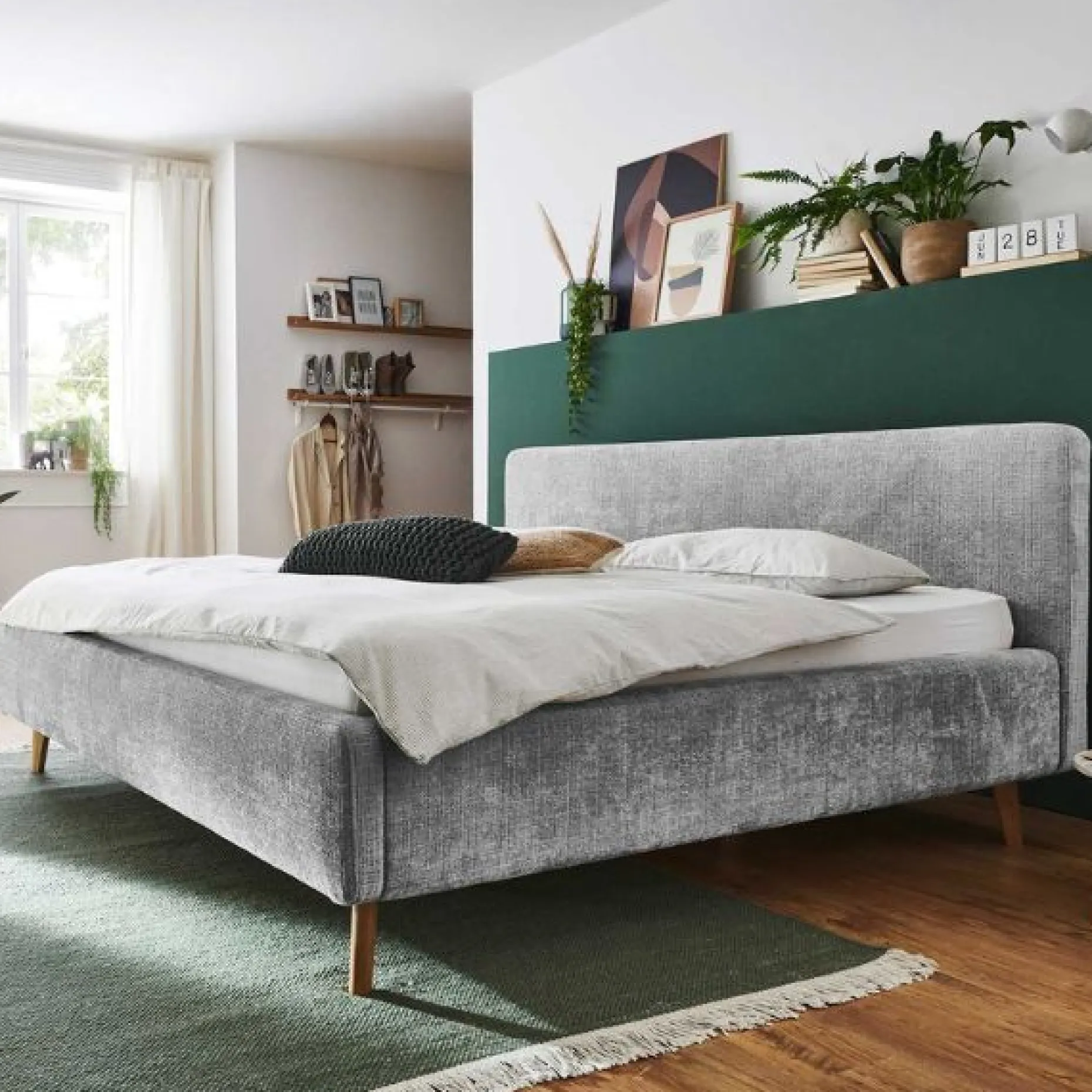 Doppelbett Younes 180x200cm mit Stauraum - grau