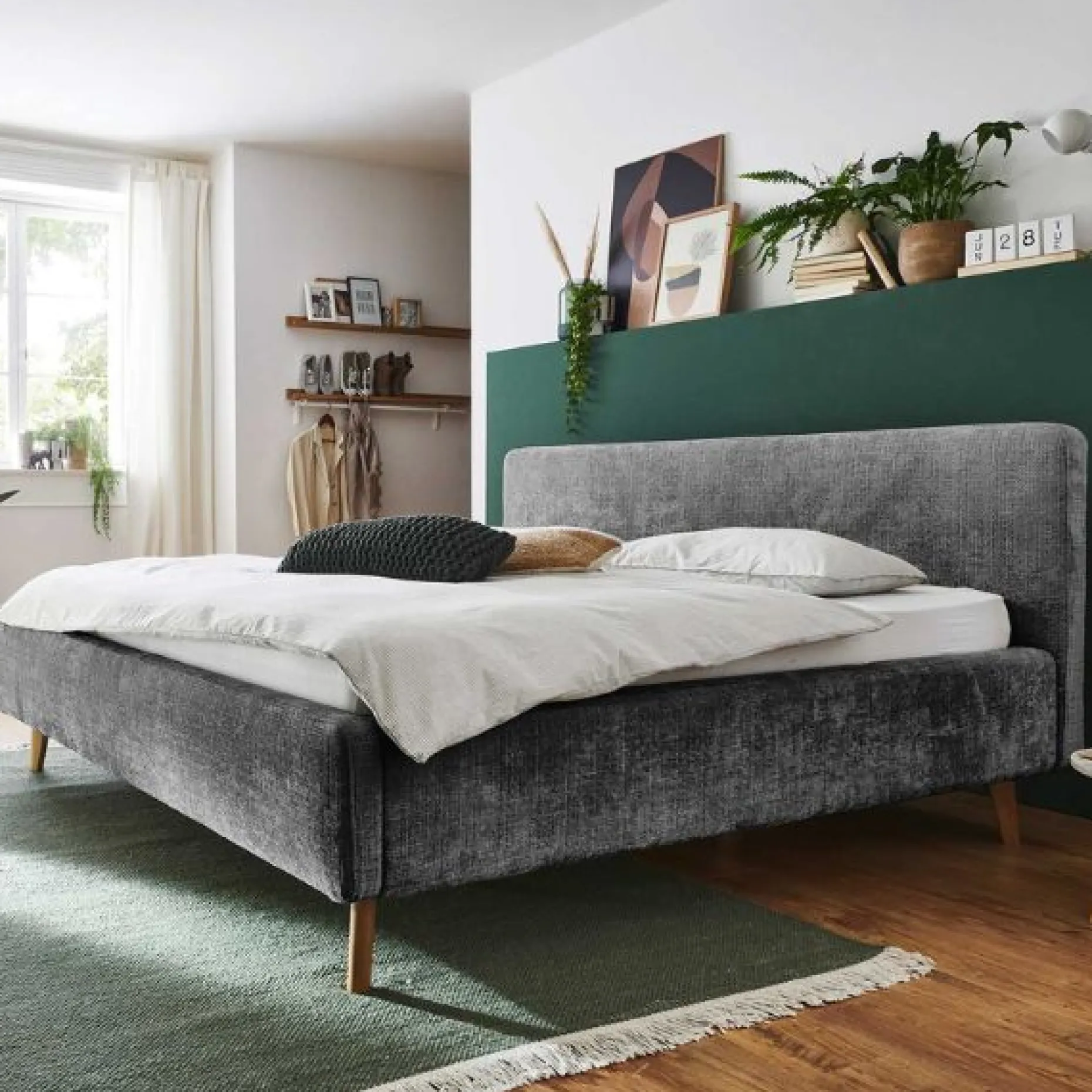 Doppelbett Younes 160x200cm mit Stauraum - anthrazit