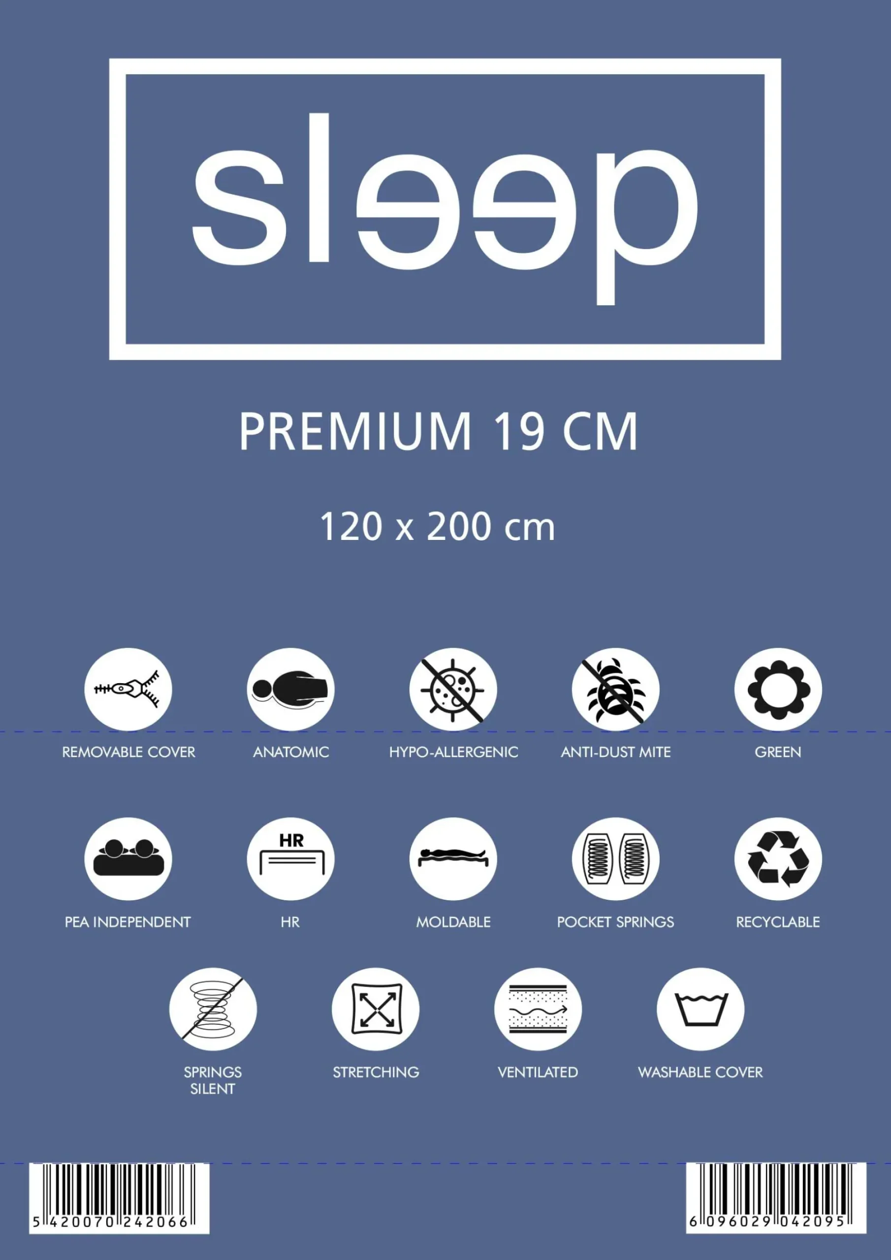 Doppelmatratze Premium Plus 120x200x19cm - Taschenfederkern