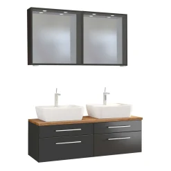 Held Doppelwaschtischschrank mit Spiegel Dasa 120cm 4 Schubladen - graphit/matt