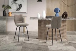 Rousseau Drehbarer Barhocker Lara | 48 x 56 x 103 cm | Sandfarbenes Design